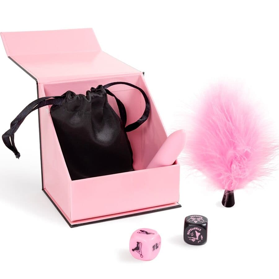 SECRET PLAY - PLEASURES BOX FOR COUPLES: DICE + VIBRATING BULLET + FEATHER PEN 3