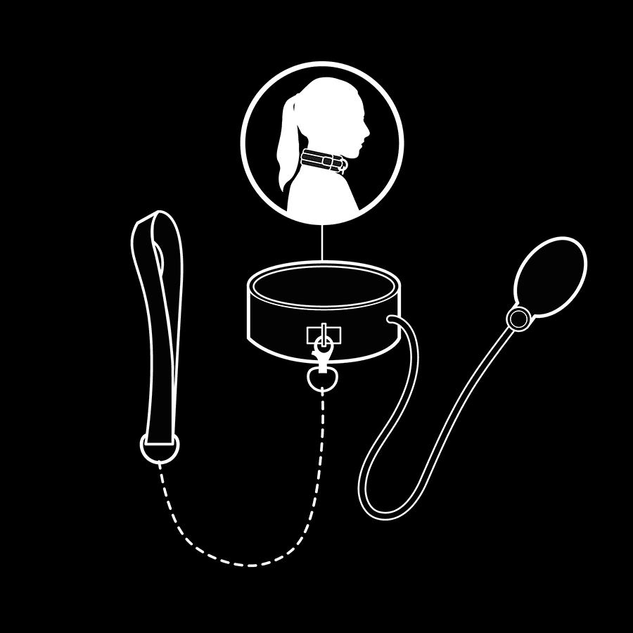 FETISH SUBMISSIVE BONDAGE - INFLATABLE STRANGLING COLLAR WITH CHAIN 5