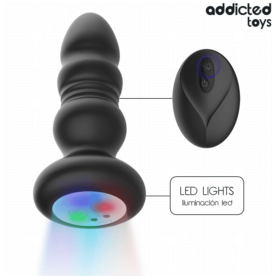 ADDICTED TOYS - THRUSTING VIBRATING ANAL PLUG, LED LIGHT REMOTE CONTROL 2