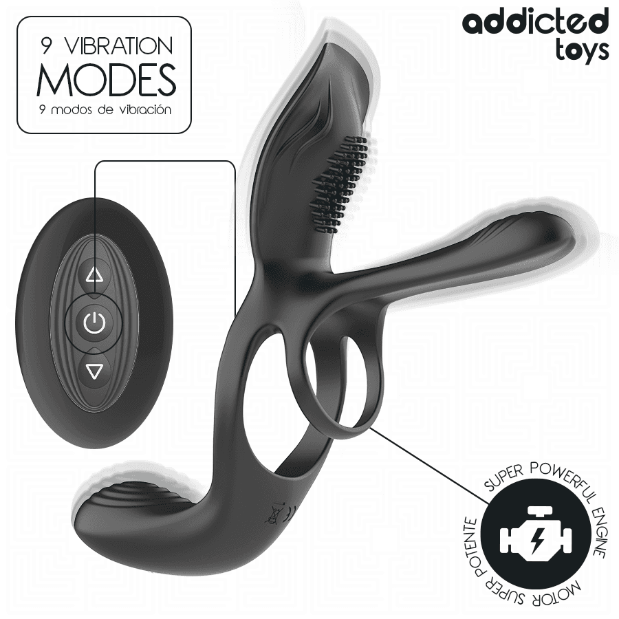 ADDICTED TOYS - DOUBLE PENIS RING WITH CLITORAL STIMULATOR 2