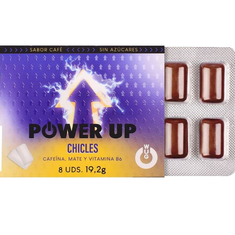 WUG POWER UP – FUNCTIONAL CAFFEINE & MATE COFFEE FLAVOUR GUM BLISTER 8 PCS 2