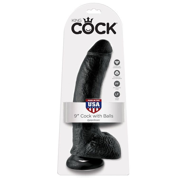 KING COCK - 9 DILDO BLACK WITH BALLS 22.9 CM 2