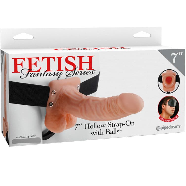 FETISH FANTASY SERIES - SERIES 7 HOLLOW STRAP-ON WITH BALLS 17.8CM FLESH 2