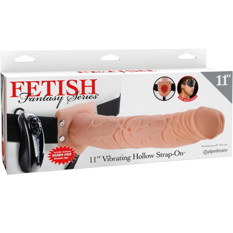 FETISH FANTASY SERIES - SERIES 11 HOLLOW STRAP-ON VIBRATING WITH BALLS 27.9CM FLESH 4