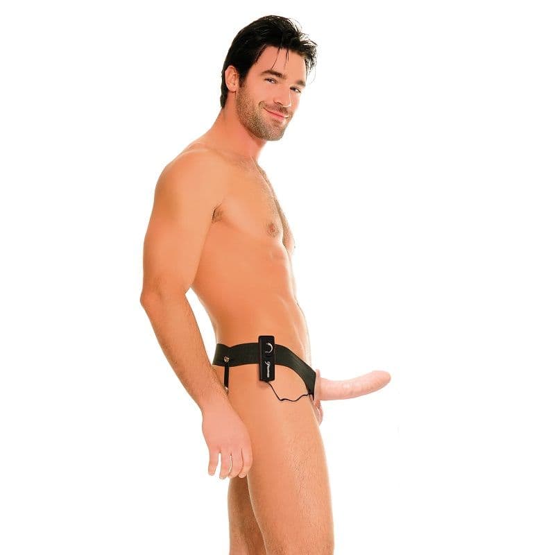 FETISH FANTASY SERIES - HOLLOW VIBRATOR HARNESS FOR HIM AND HER NATURAL 14CM 5