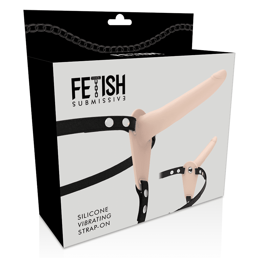 FETISH SUBMISSIVE HARNESS - FLESH SILICONE VIBRATOR 15 CM 4