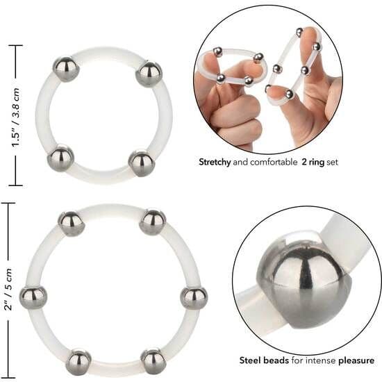 CALEXOTICS - STEEL BEADED SILICONE RING SET 4