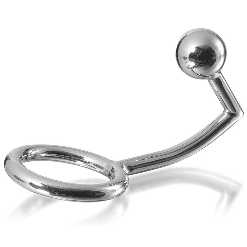 METAL HARD - COCK RING RING WITH ANAL INTRUDER HOOK 40MM 2
