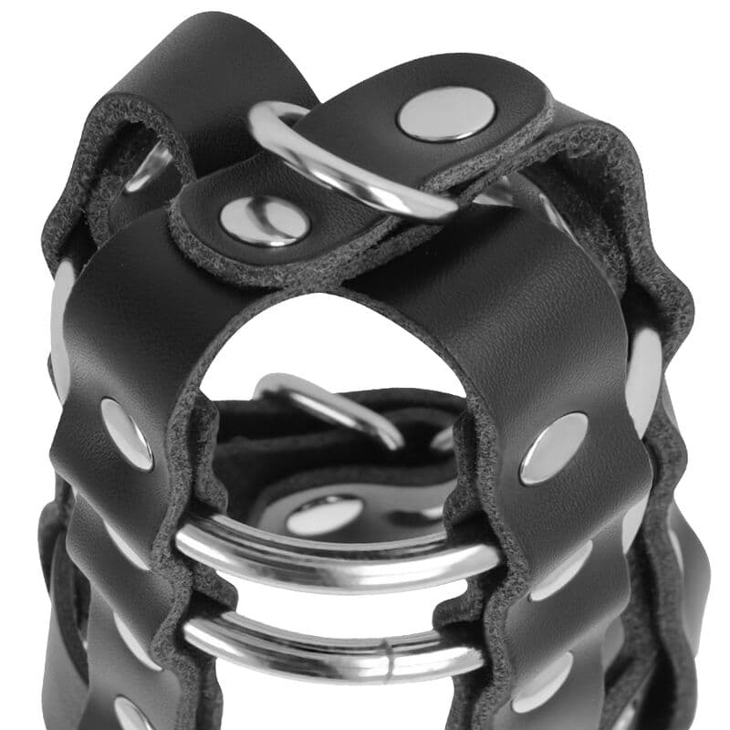DARKNESS - LEATHER CHASTITY CAGE WITH LOCK 5