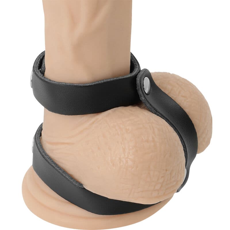 DARKNESS - LEATHER ADJUSTABLE PENIS AND TESTICLE RING 2