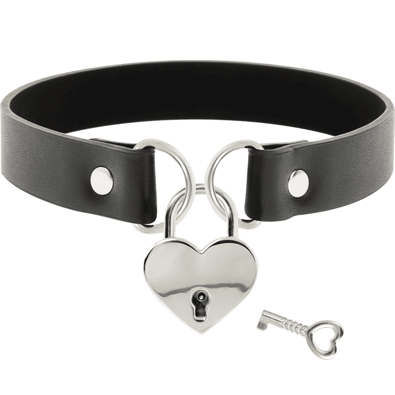 COQUETTE CHIC DESIRE - VEGAN LEATHER NECKLACE WITH HEART ACCESSORY WITH KEY 5