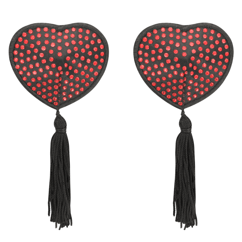 COQUETTE CHIC DESIRE - NIPPLE COVERS HEART BLACK / RED 5