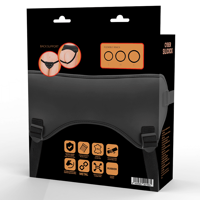 CYBER SILICOCK - STRAP-ON HARNESS WITH 3 RINGS FREE 4