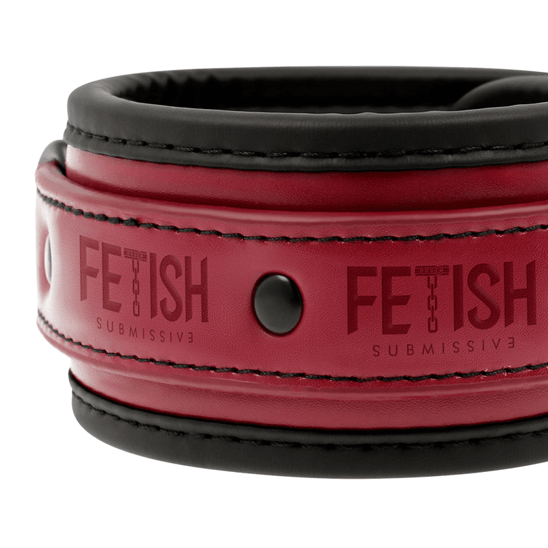 FETISH SUBMISSIVE DARK ROOM - VEGAN LEATHER HANDCUFFS WITH NEOPRENE LINING 5