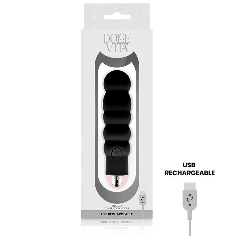 DOLCE VITA - RECHARGEABLE VIBRATOR SIX BLACK 7 SPEEDS 3