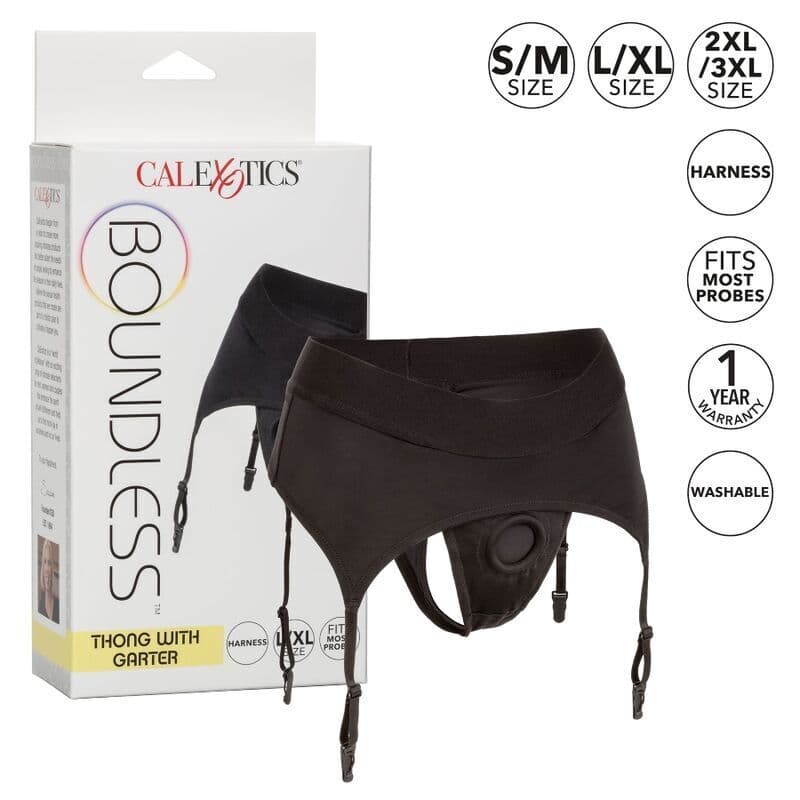 CALEXOTICS - BOUNDLESS THONG WITH GARTER S/M 2