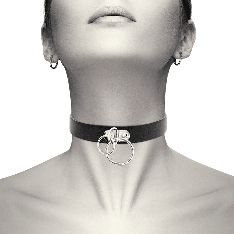 COQUETTE CHIC DESIRE - DOUBLE RING VEGAN LEATHER CHOKER 2