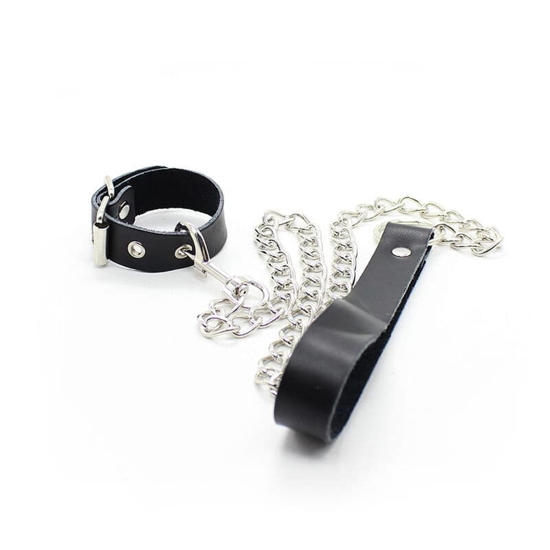 OHMAMA FETISH - PENIS NECKLACE AND LEATHER STRAP WITH METAL CHAIN 2