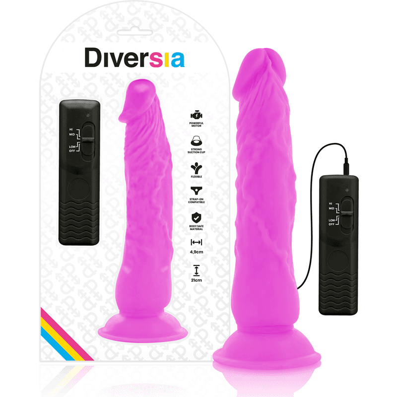 DIVERSIA - FLEXIBLE VIBRATING DILDO PURPLE 21 CM -O- 4.9 CM 2