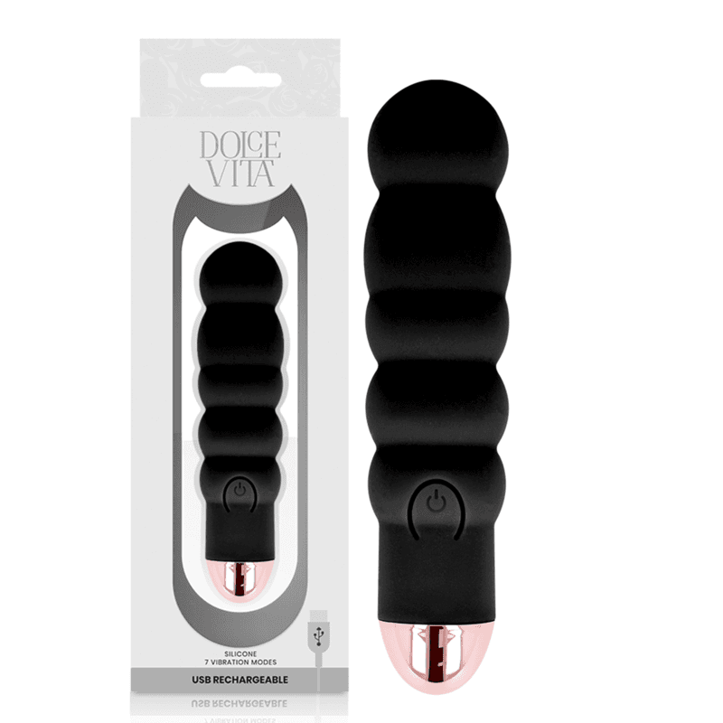 DOLCE VITA - RECHARGEABLE VIBRATOR SIX BLACK 7 SPEEDS 2