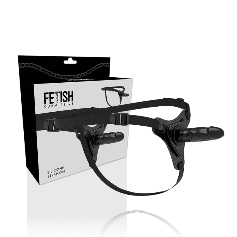 FETISH SUBMISSIVE HARNESS - REALISTIC BLACK SILICONE 15 CM 2