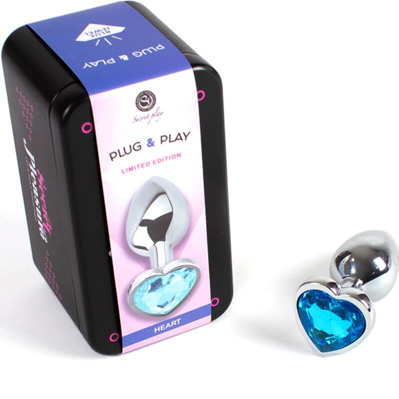 SECRETPLAY - METAL BUTT PLUG BLUE HEART SMALL SIZE 7 CM 2