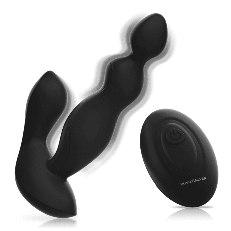 BLACK&SILVER - CORA ANAL PLUG SILICONE REMOTE CONTROL 5