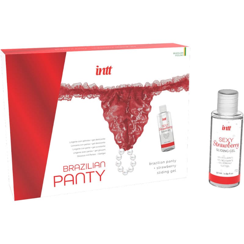 INTT RELEASES - BRAZILIAN RED PANTY WITH PEARLS AND LUBRICATING GEL 50 ML 2
