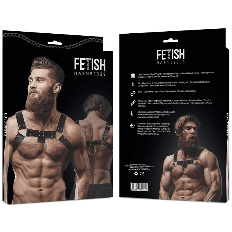 FETISH SUBMISSIVE ATTITUDE - MENS ECO-LEATHER CHEST HARNESS 2