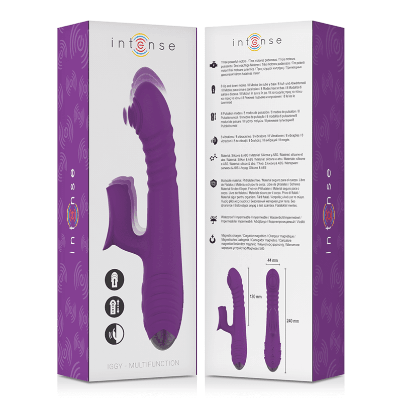 INTENSE - IGGY MULTIFUNCTION RECHARGEABLE VIBRATOR UP & DOWN WITH CLITORAL STIMULATOR PURPLE 5