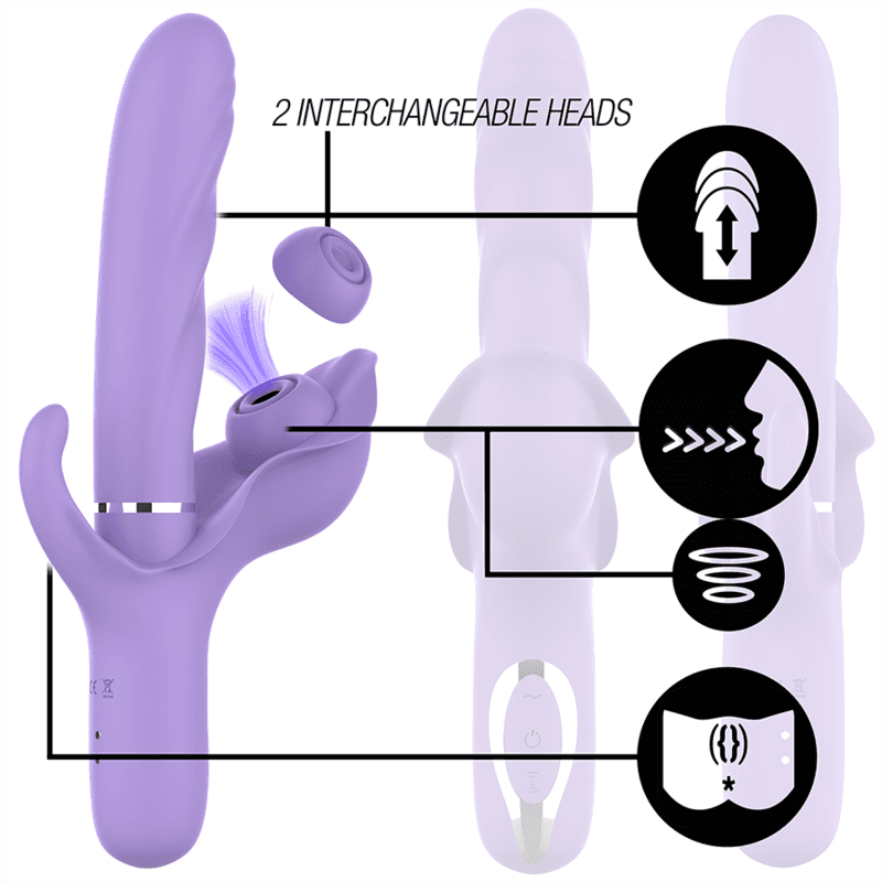 INTENSE - BILLIE MULTIFUNCTIONAL RECHARGEABLE SUCTION VIBRATOR WITH PURPLE PUSH BUTTON 2