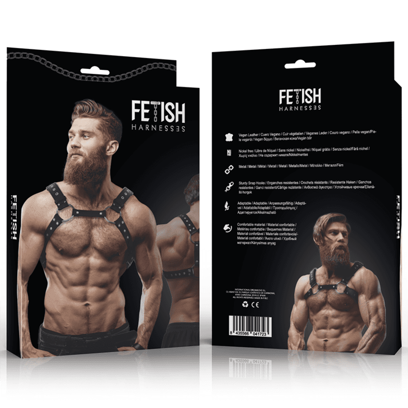 FETISH SUBMISSIVE ATTITUDE - MENS ECO-LEATHER CHEST HARNESS WITH STUDS 2
