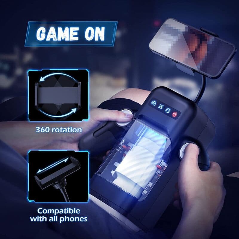 GAME CUP - THRUSTING VIBRATION MASTURBATOR WITH HEATING FUNCTION AND MOBILE SUPPORT - BLACK 4