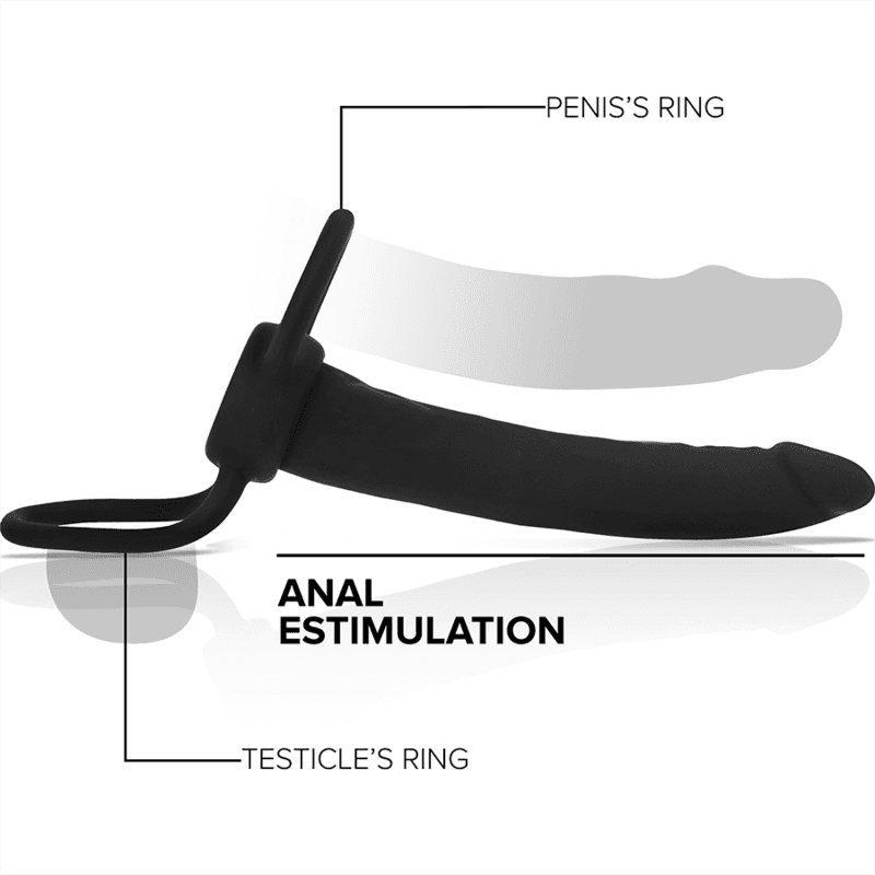 MYTHOLOGY - COBI ONYX ANAL DILDO WITH COCK AND TESTICLE RING 13 SILICONE CM 4