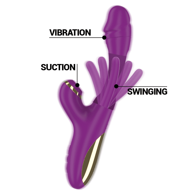 INTENSE - ATENEO RECHARGEABLE MULTIFUNCTION VIBRATOR 7 VIBRATIONS WITH OSCILLATING TONGUE AND PURPLE SUCTION 4