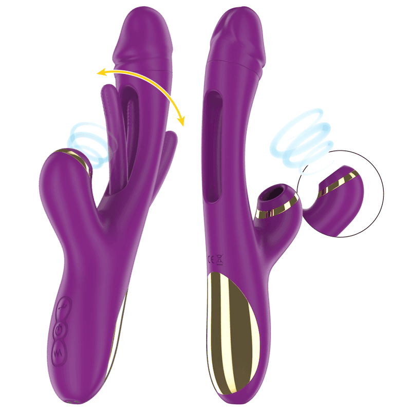 INTENSE - ATENEO RECHARGEABLE MULTIFUNCTION VIBRATOR 7 VIBRATIONS WITH OSCILLATING TONGUE AND PURPLE SUCTION 2