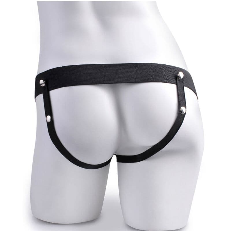 FETISH FANTASY SERIES - ADJUSTABLE HARNESS REMOTE CONTROL REALISTIC PENIS WITH RECHARGEABLE TESTICLES AND VIBRATOR 15 CM 5