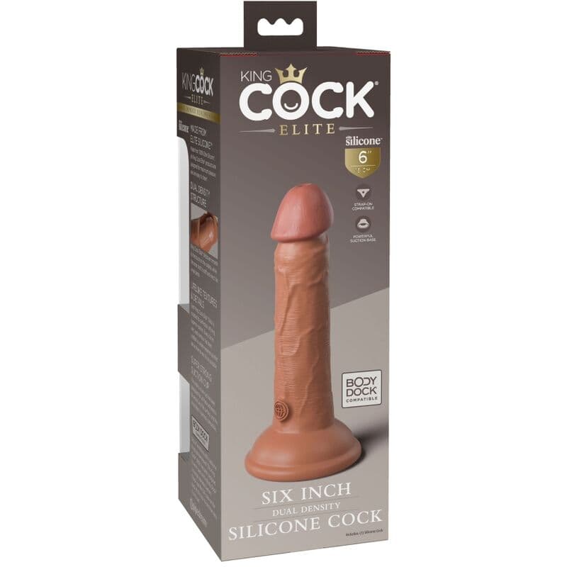 KING COCK - ELITE REALISTIC SILICONE DILDO 15.2 CM CARAMEL 5