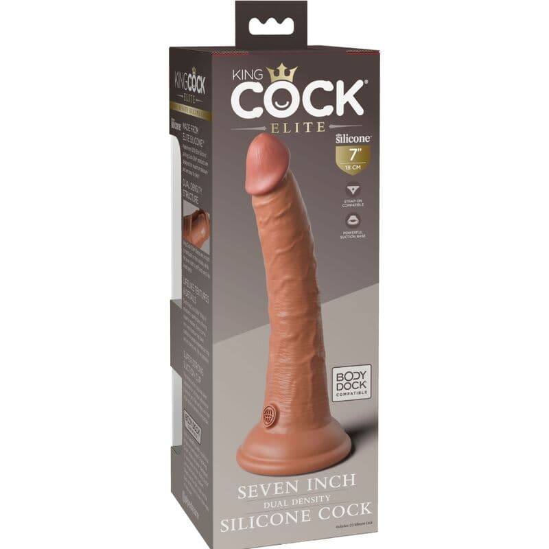KING COCK - ELITE REALISTIC SILICONE DILDO 17.8 CM CARAMEL 5