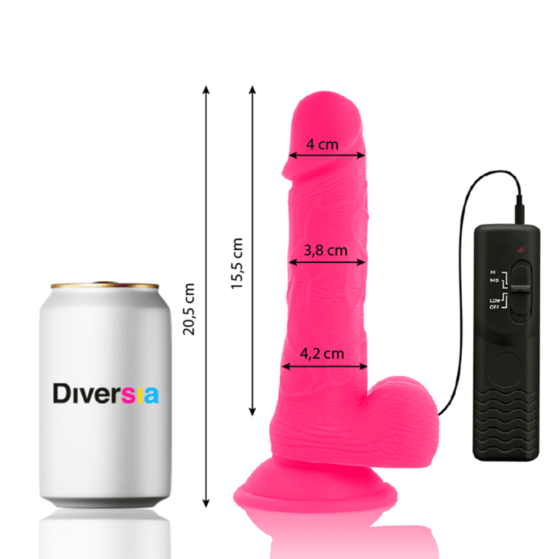 DIVERSIA - FLEXIBLE VIBRATING DILDO PINK 20.5 CM -O- 4.2 CM 3