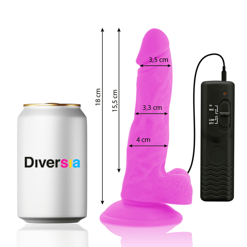 DIVERSIA - FLEXIBLE VIBRATING DILDO PURPLE 18 CM -O- 4 CM 3