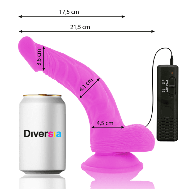 DIVERSIA - FLEXIBLE VIBRATING DILDO PURPLE 21.5 CM -O- 4.5 CM 3