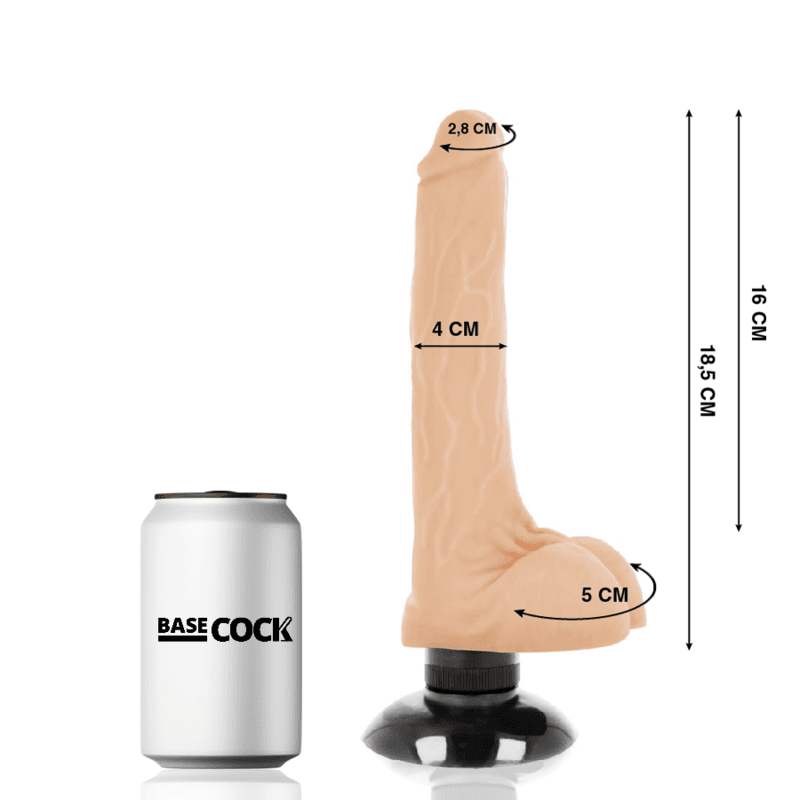 BASECOCK - VIBRADOR REALÍSTICO 2-1 18.5 CM -O- 4 CM 3