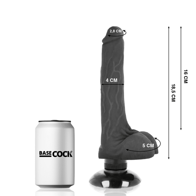 BASECOCK - VIBRADOR REALÍSTICO 2-1 18.5 CM -O- 4 CM 4