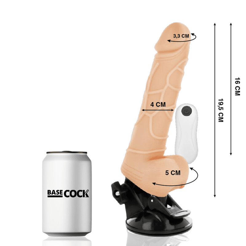 BASECOCK - VIBRADOR REALÍSTICO CONTROL REMOTO CON TESTÍCULOS 19.5 CM -O- 4 CM 3