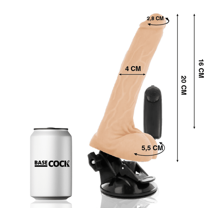 BASECOCK - VIBRADOR REALÍSTICO CONTROL REMOTO CON TESTÍCULOS 20 CM -O- 4 CM 4