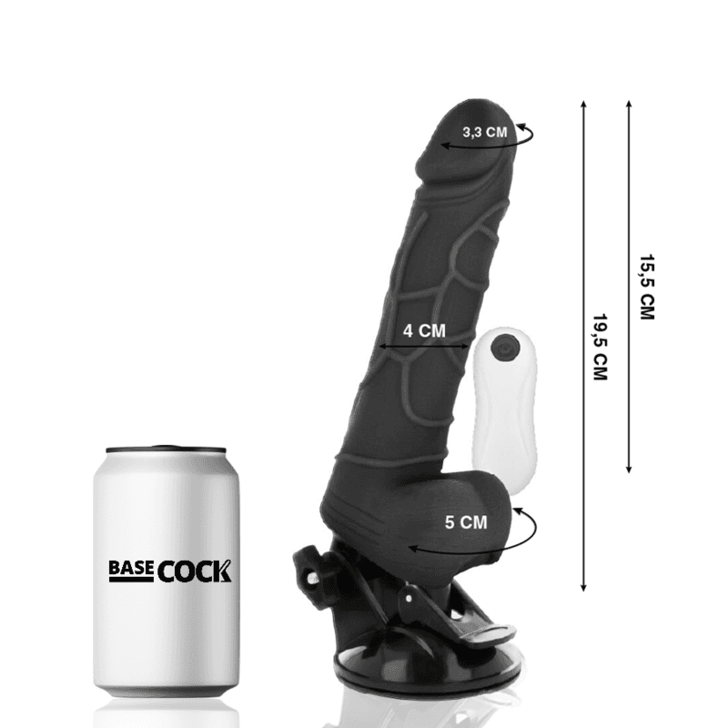 BASECOCK - VIBRADOR REALÍSTICO CONTROL REMOTO CON TESTÍCULOS 19.5 CM -O- 4 CM 4