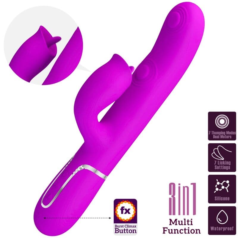PRETTY LOVE - RABBIT VIBRATOR WITH LICKING FUCHSIA 3