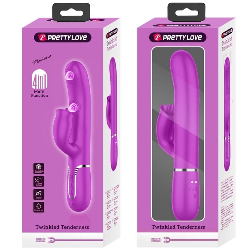 PRETTY LOVE - RABBIT VIBRATOR WITH LICKING FUCHSIA 4