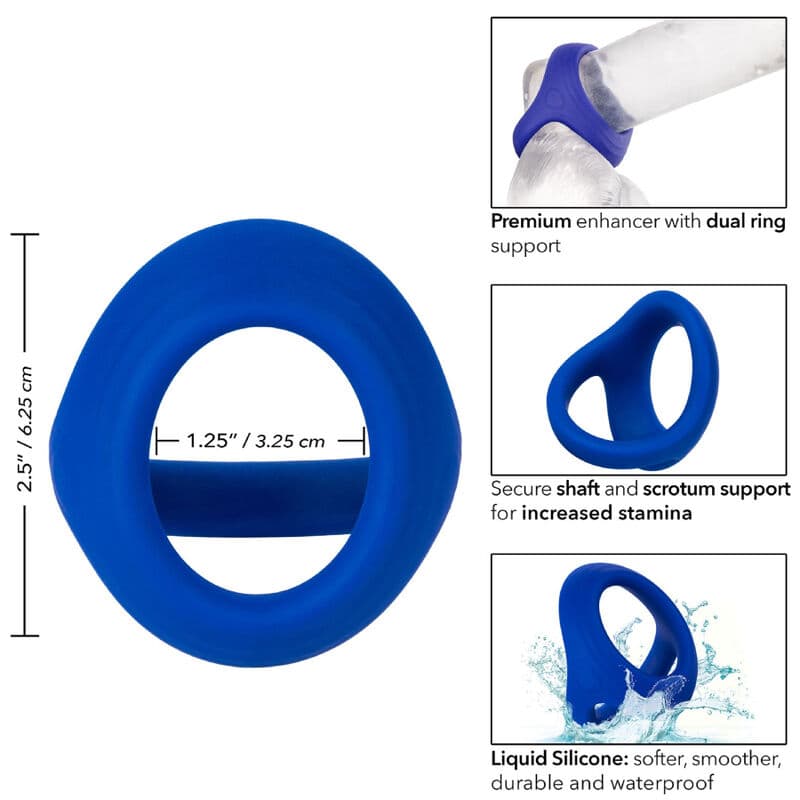CALEXOTICS - ADMIRAL COCK BALL DUAL RING BLUE 4